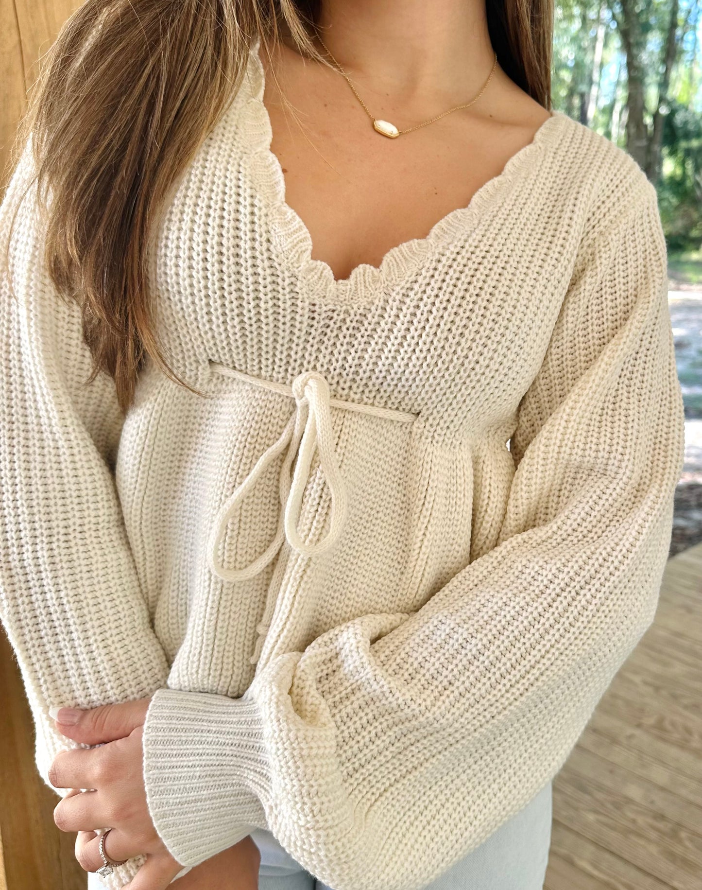 Cream Knit Top