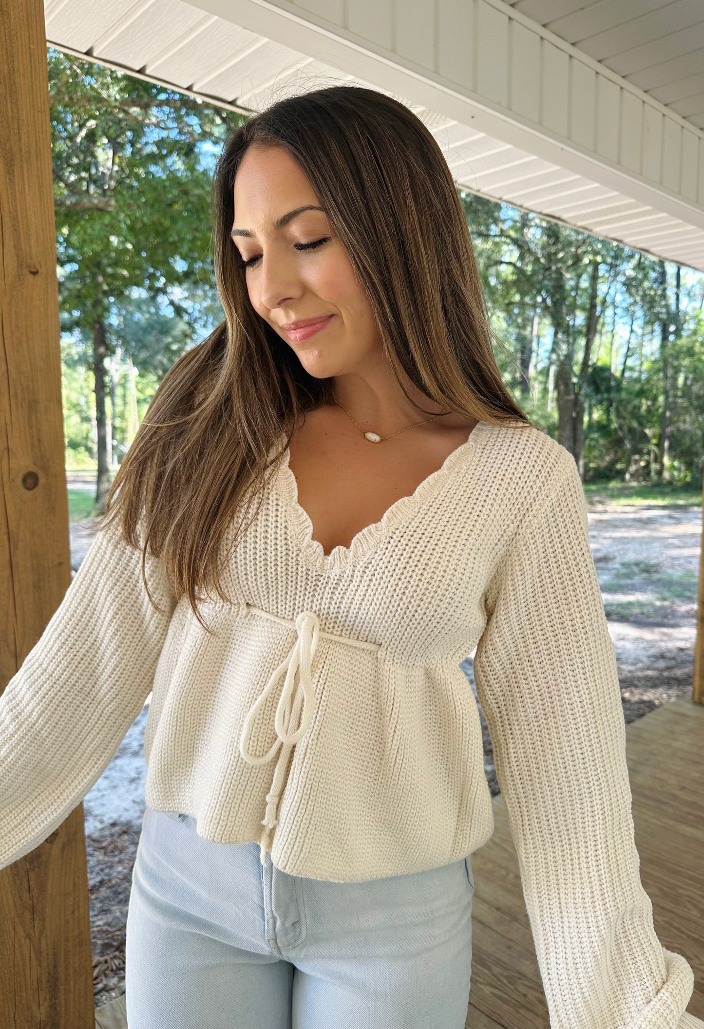 Cream Knit Top